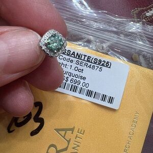 GRA Silver with Turquoise Moissanite earrings new